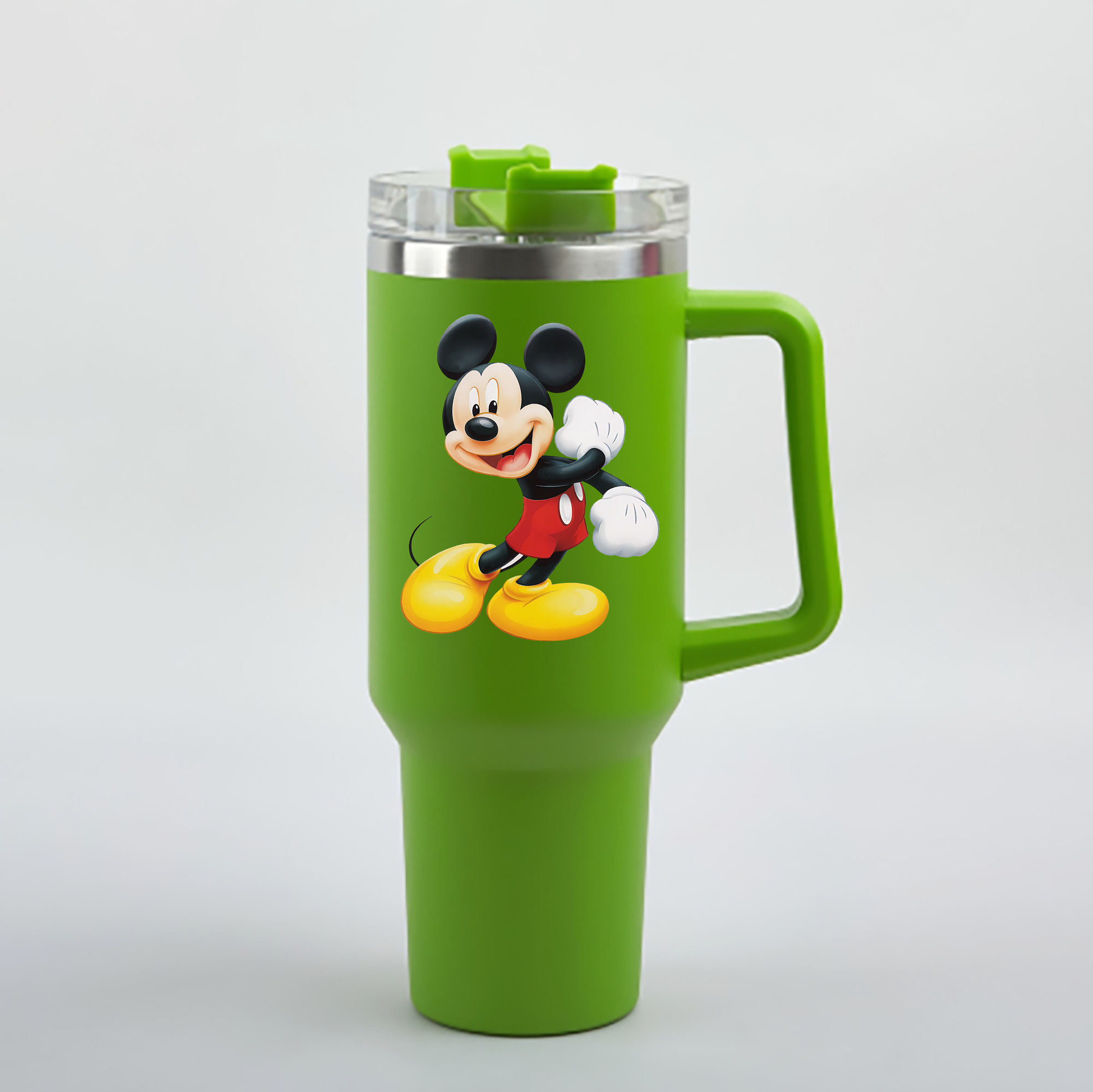 （画像用） ミッキーマウス Mickey Mouse 1200mL車用タンブラー - クリスタルステッカー（プラスチックストロー付き）